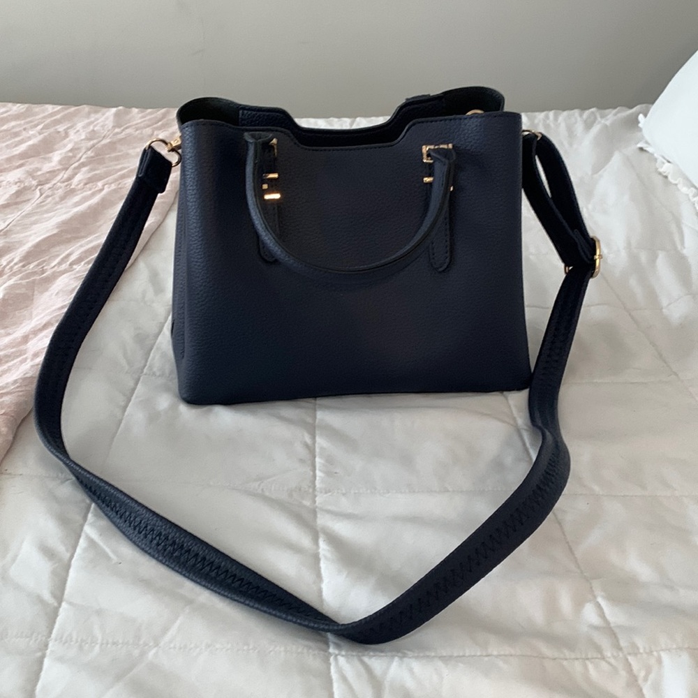 Navy Top Handle Bag w/ Crossbody Strap